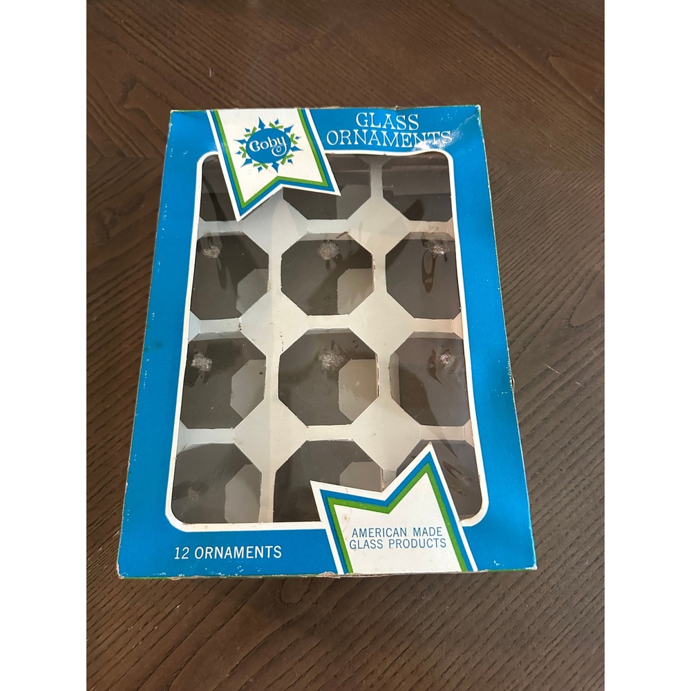 Vintage Coby Glass Products Co 12 Ornament‎ Storage Box American Made Blue Green